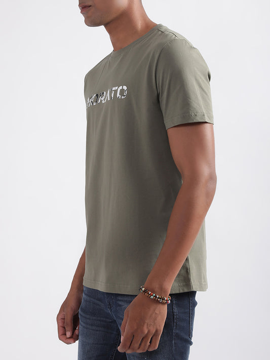 Antony Morato Sage Green Logo Slim Fit T-Shirt