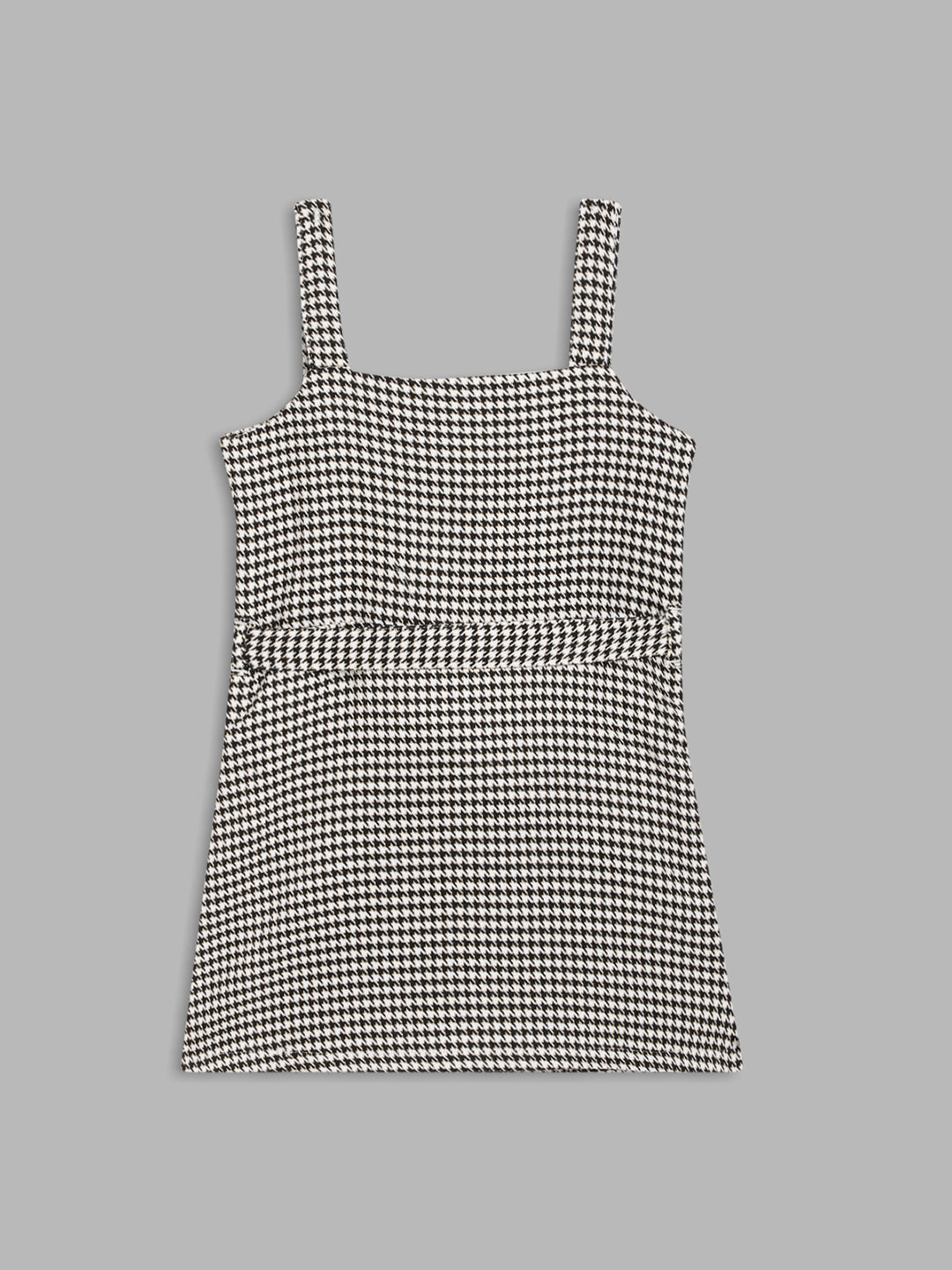 Elle Kids Girls Black Checked Square Neck Dress