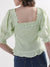 Elle Women Green Checked Square Neck Top