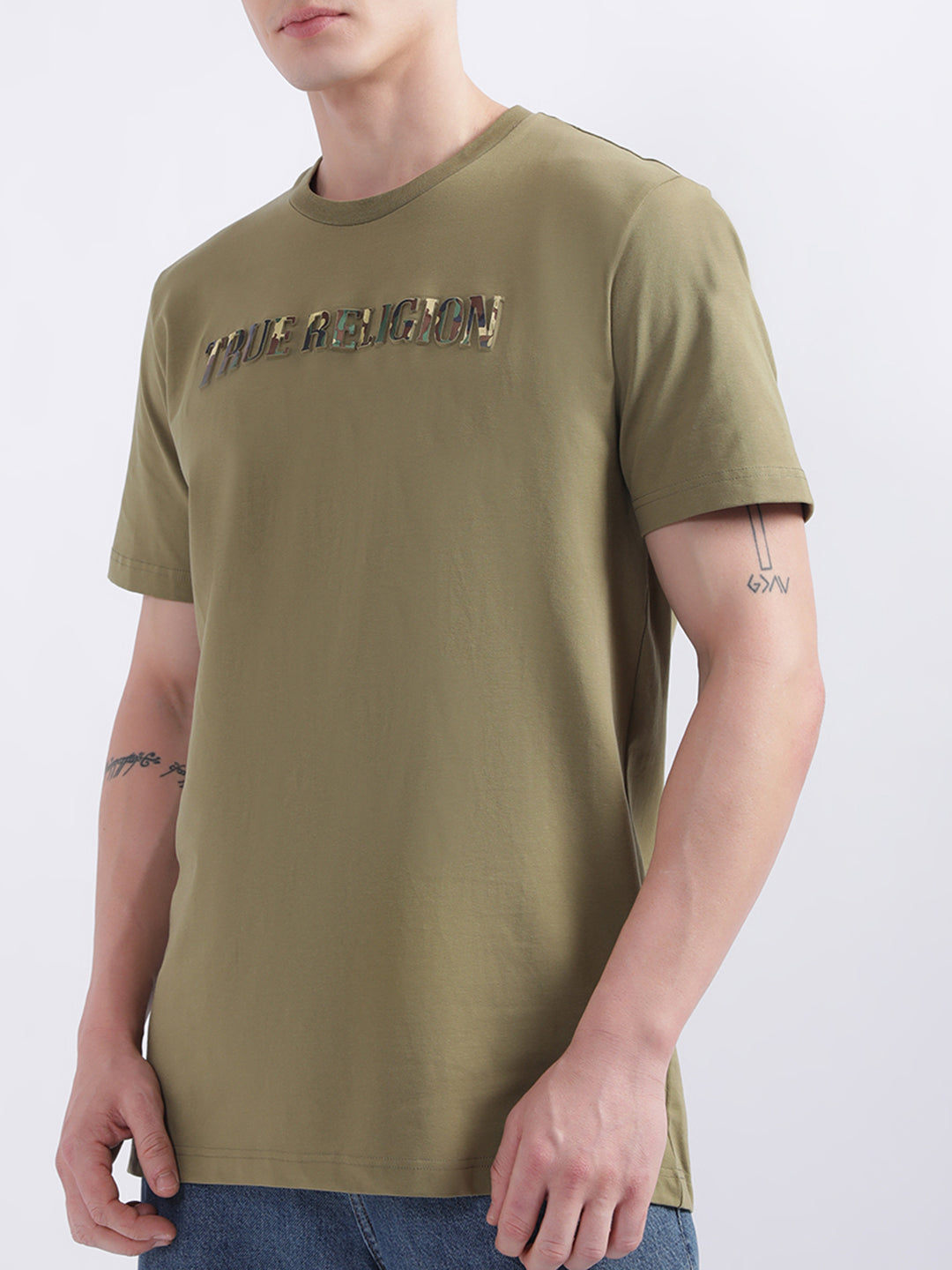 True Religion Olive Logo Regular Fit T-Shirt