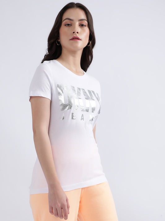 Dkny White Fashion Logo Regular Fit Top