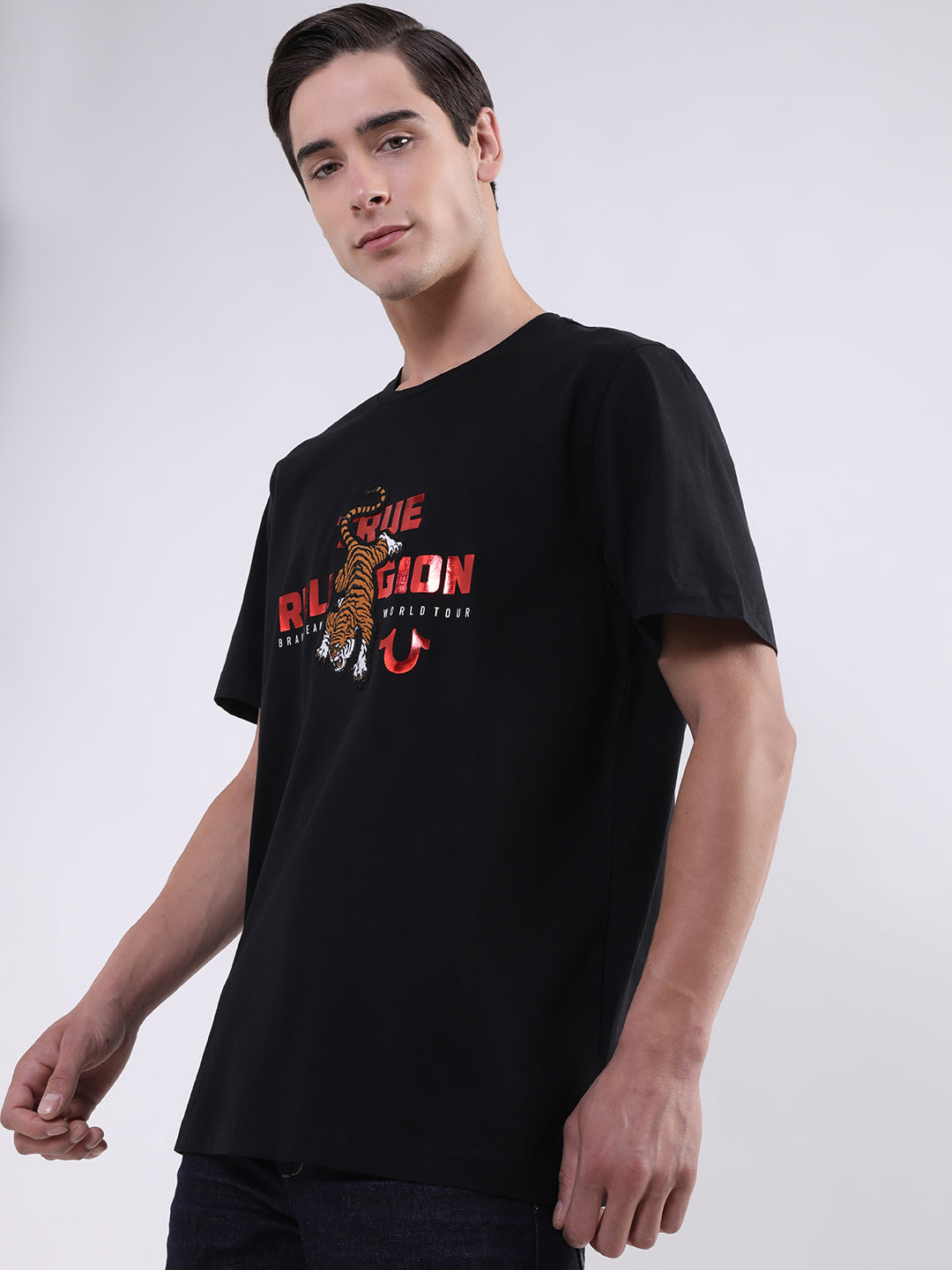 True Religion Black Logo Regular Fit T-Shirt