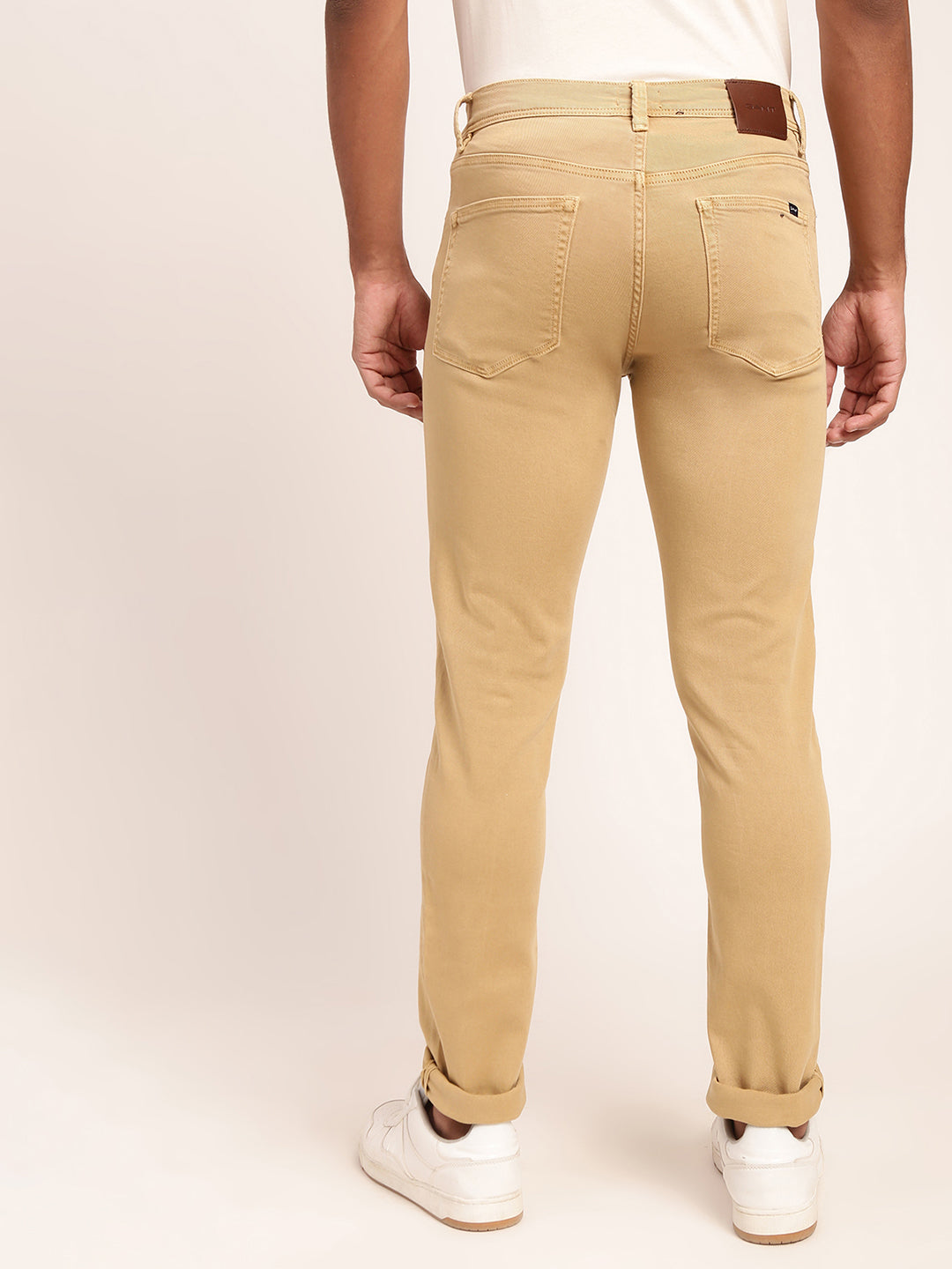 Gant Men Beige Solid Slim Fit Jeans