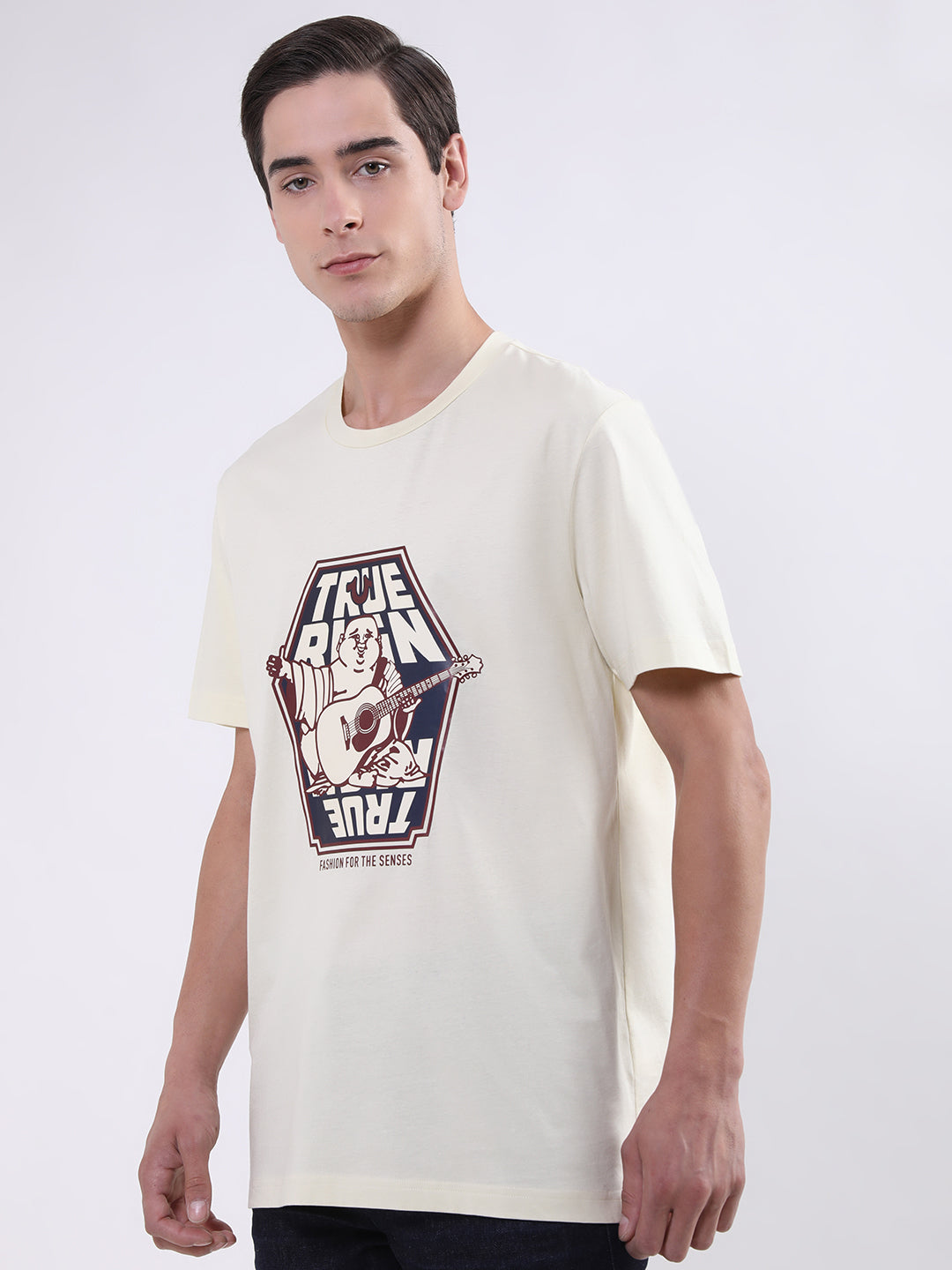 True Religion Off White Logo Regular Fit T-Shirt