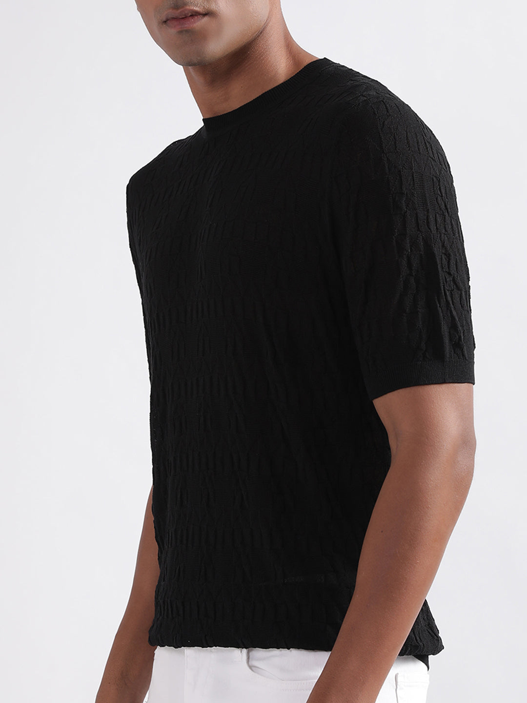 Antony Morato Black Self Slim Fit Sweater