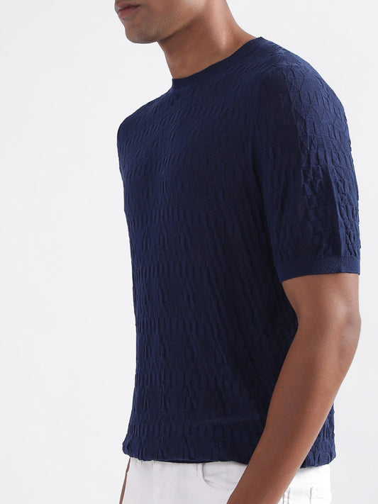 Antony Morato Blue Self Slim Fit Sweater