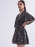 Elle Women Black Printed V Neck Dress