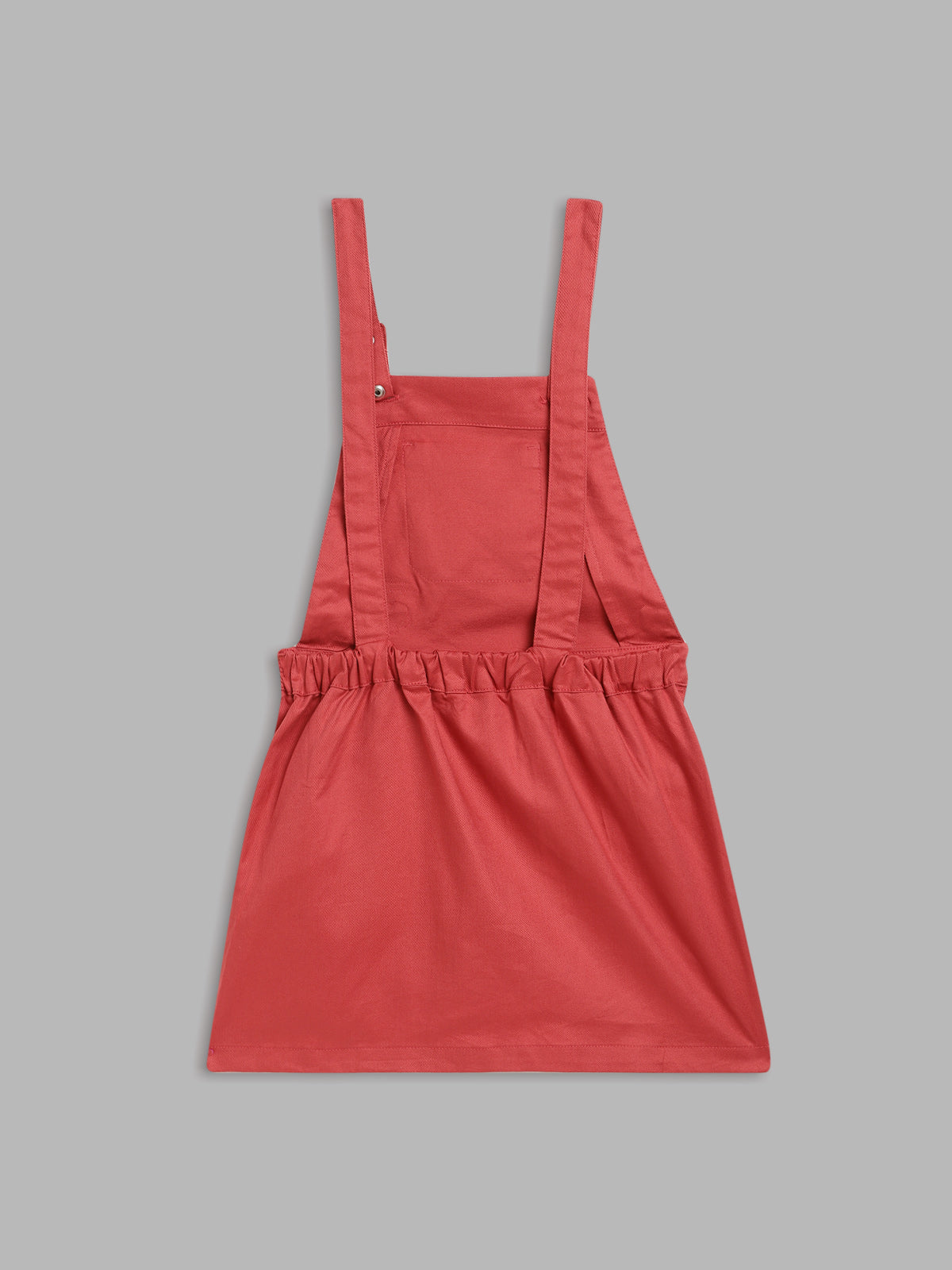 Elle Kids Girls Coral Solid Square Neck Dress