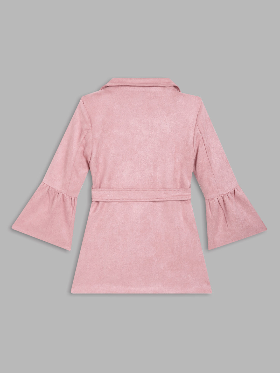 Elle Kids Girls Pink Solid Collar Overcoat