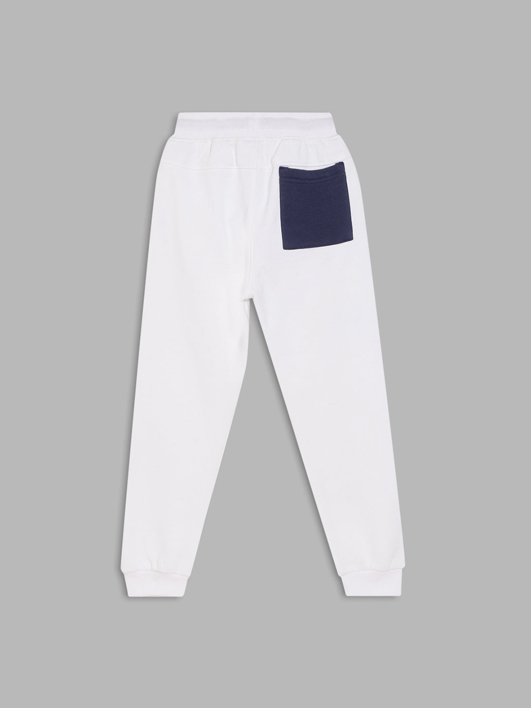 Blue Giraffe Boys White Colour blocked Regular Fit Sweatpant