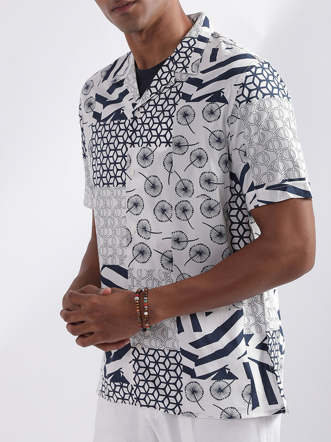 Antony Morato Blue Printed Regular Fit Shirt