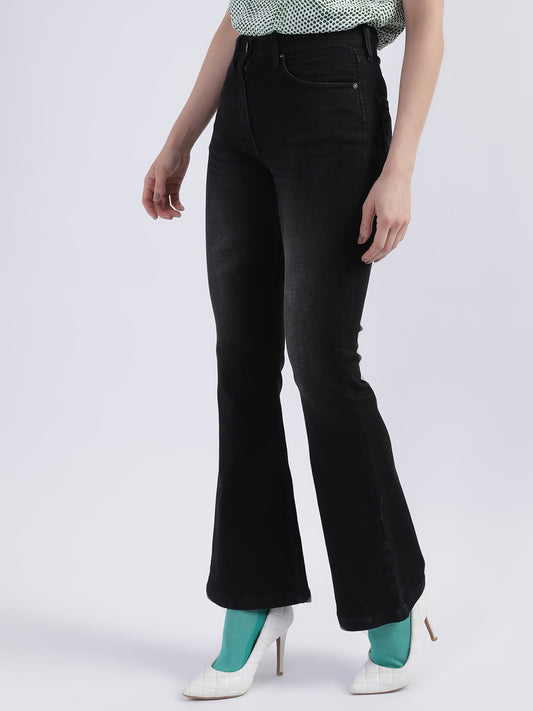 Iconic Women Black Solid Bootcut Jeans