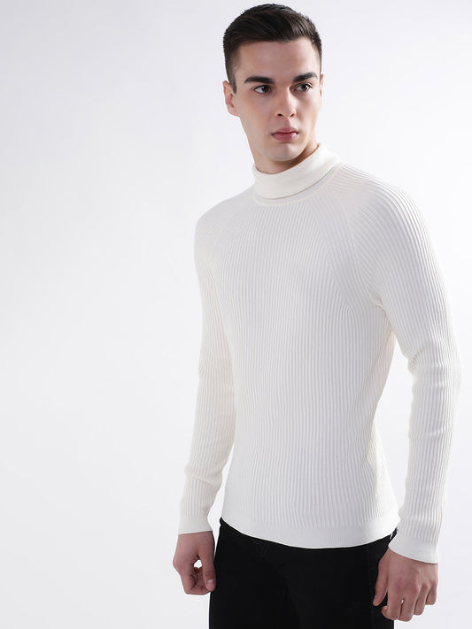 Antony Morato Men White Solid Round Neck Sweater