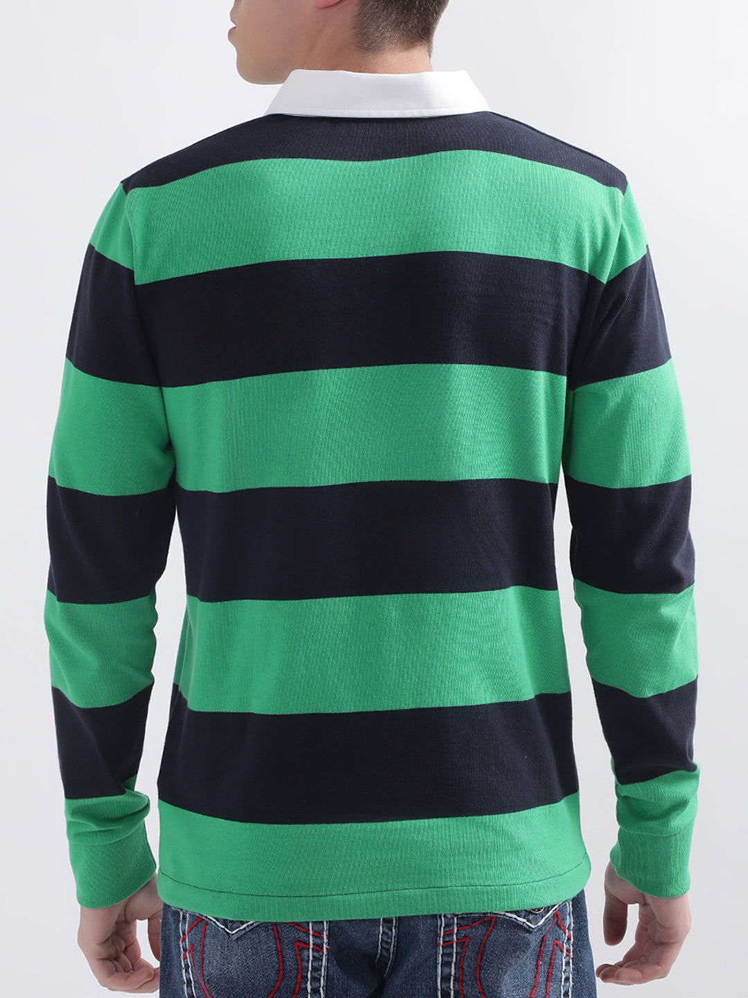 Gant Green Striped Regular Fit Polo T-Shirt