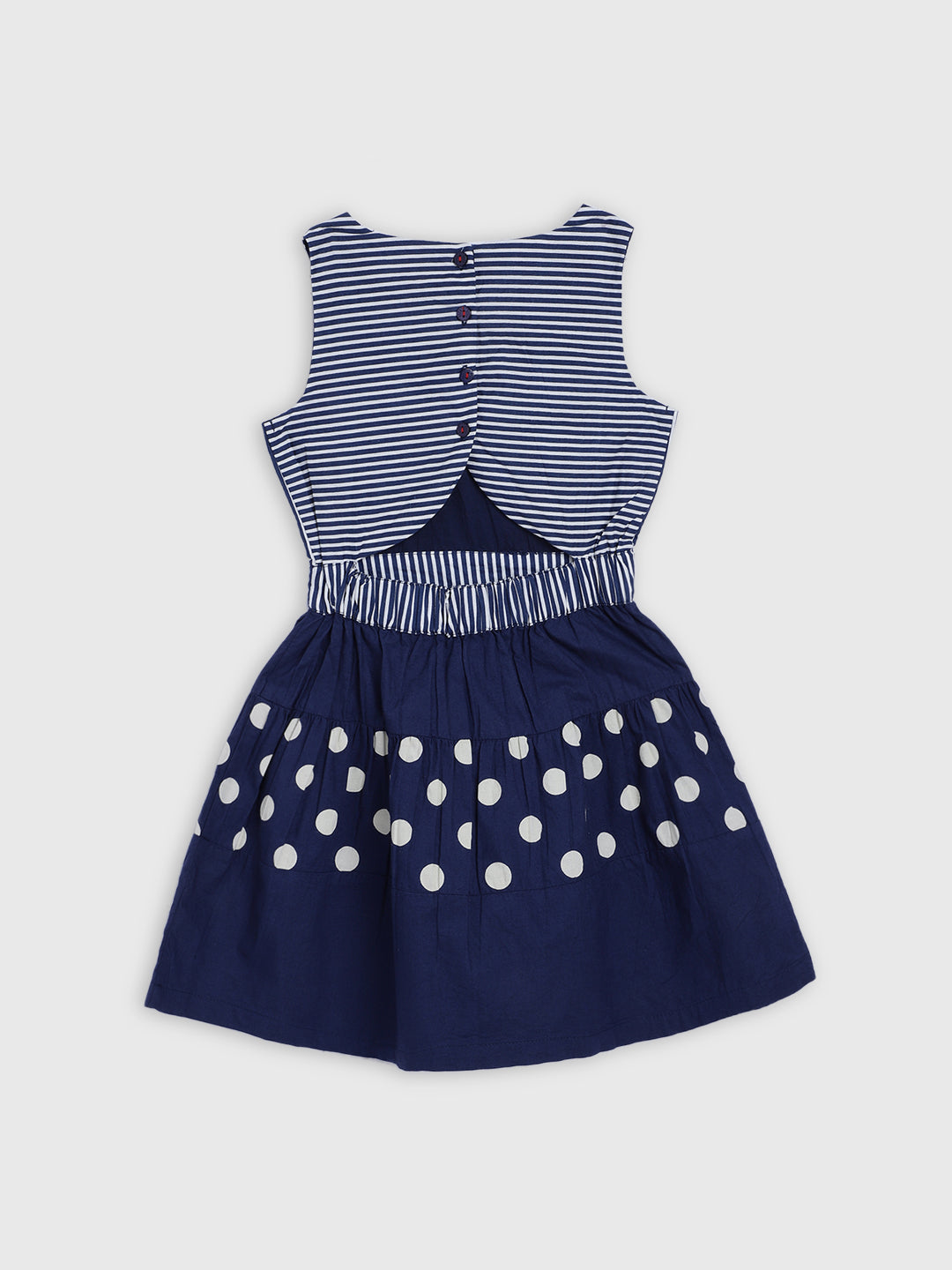 Elle Kids Girls Navy Printed Round Neck Dress