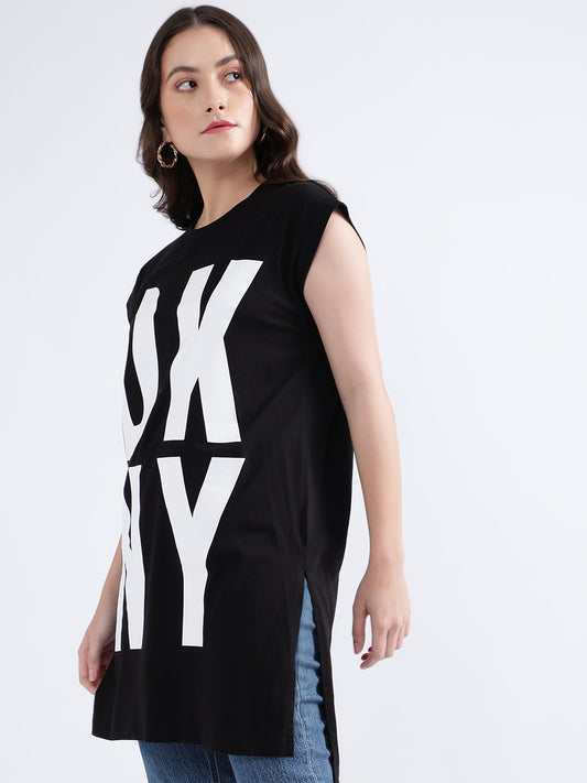 Dkny Black Fashion Logo Regular Fit T-Shirt