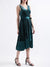 DKNY Women Dark Green Solid V Neck Dress