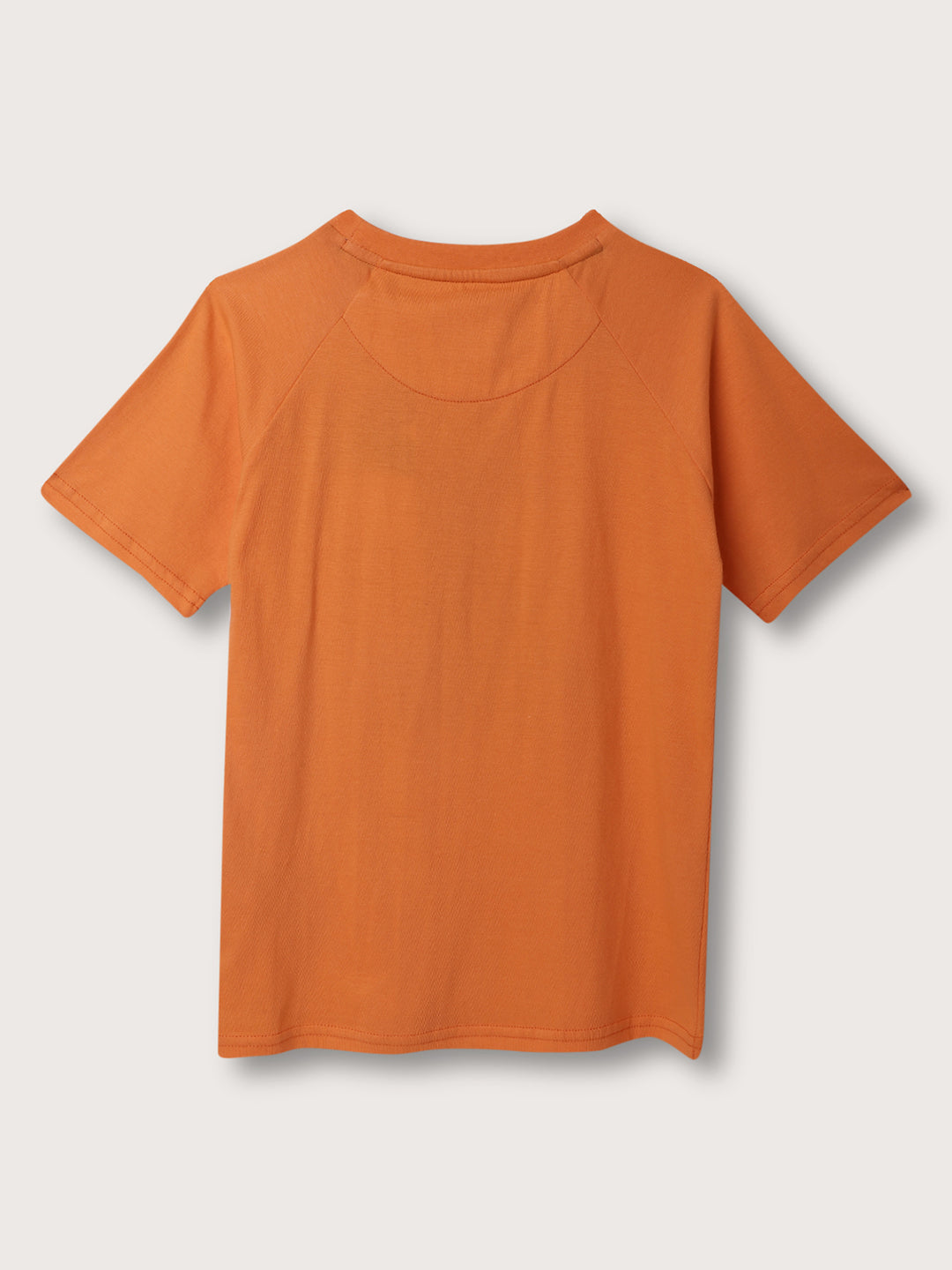 Blue Giraffe Boys Orange Solid Round Neck TShirt