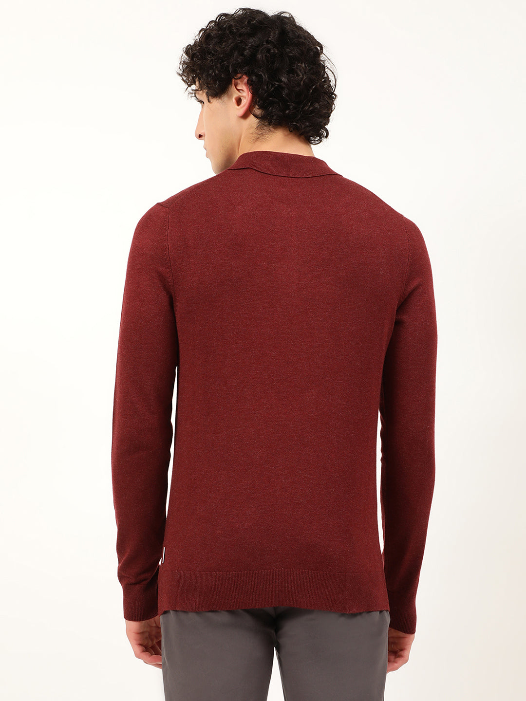 Lindbergh Men Red Solid Round Neck Sweater