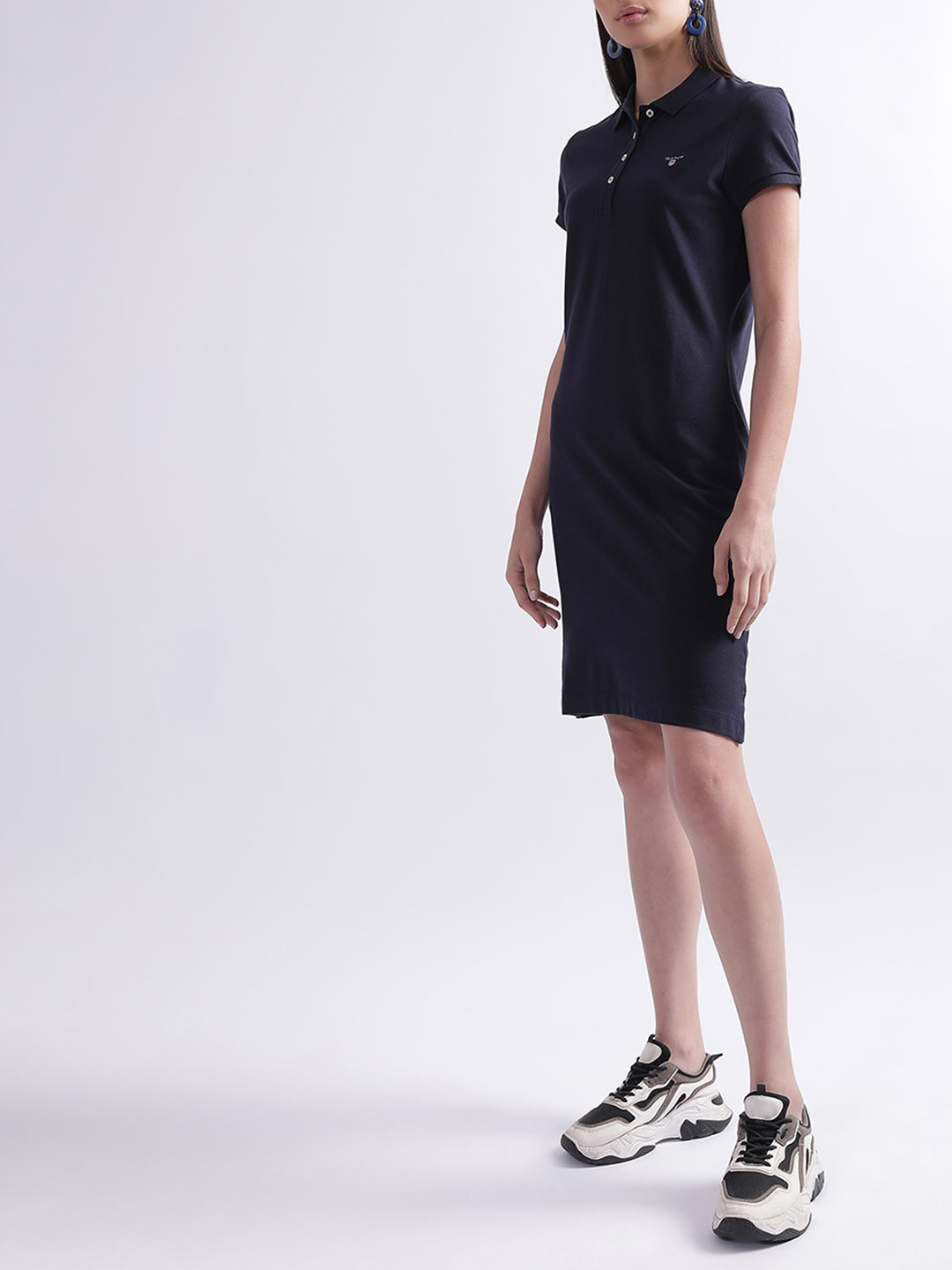 Gant Shirt Collar Short Sleeves Cotton T-shirt Dress