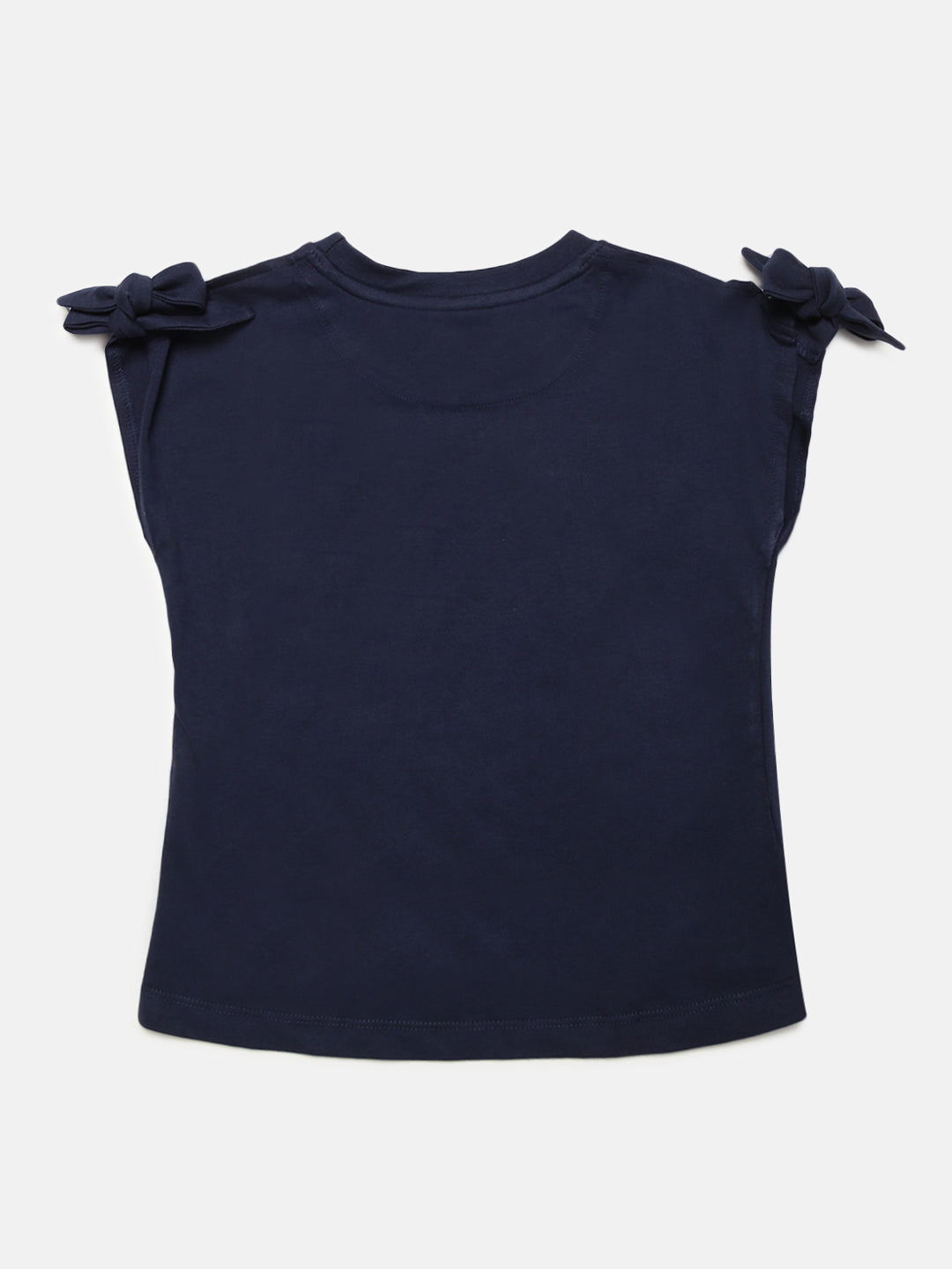 Elle Kids Girls Navy Solid Round Neck TShirt