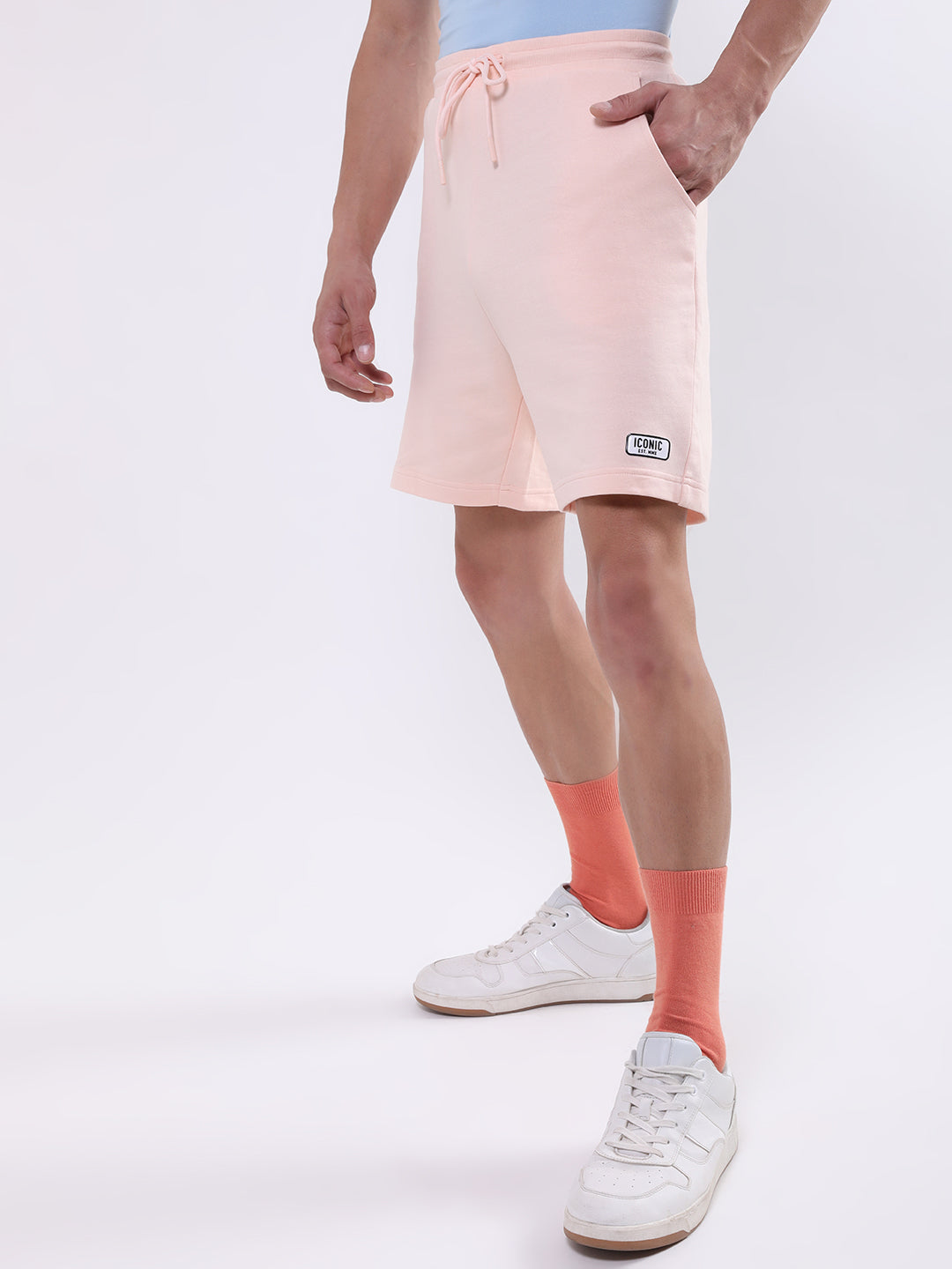 Iconic Men Pink Solid Regular Fit Shorts