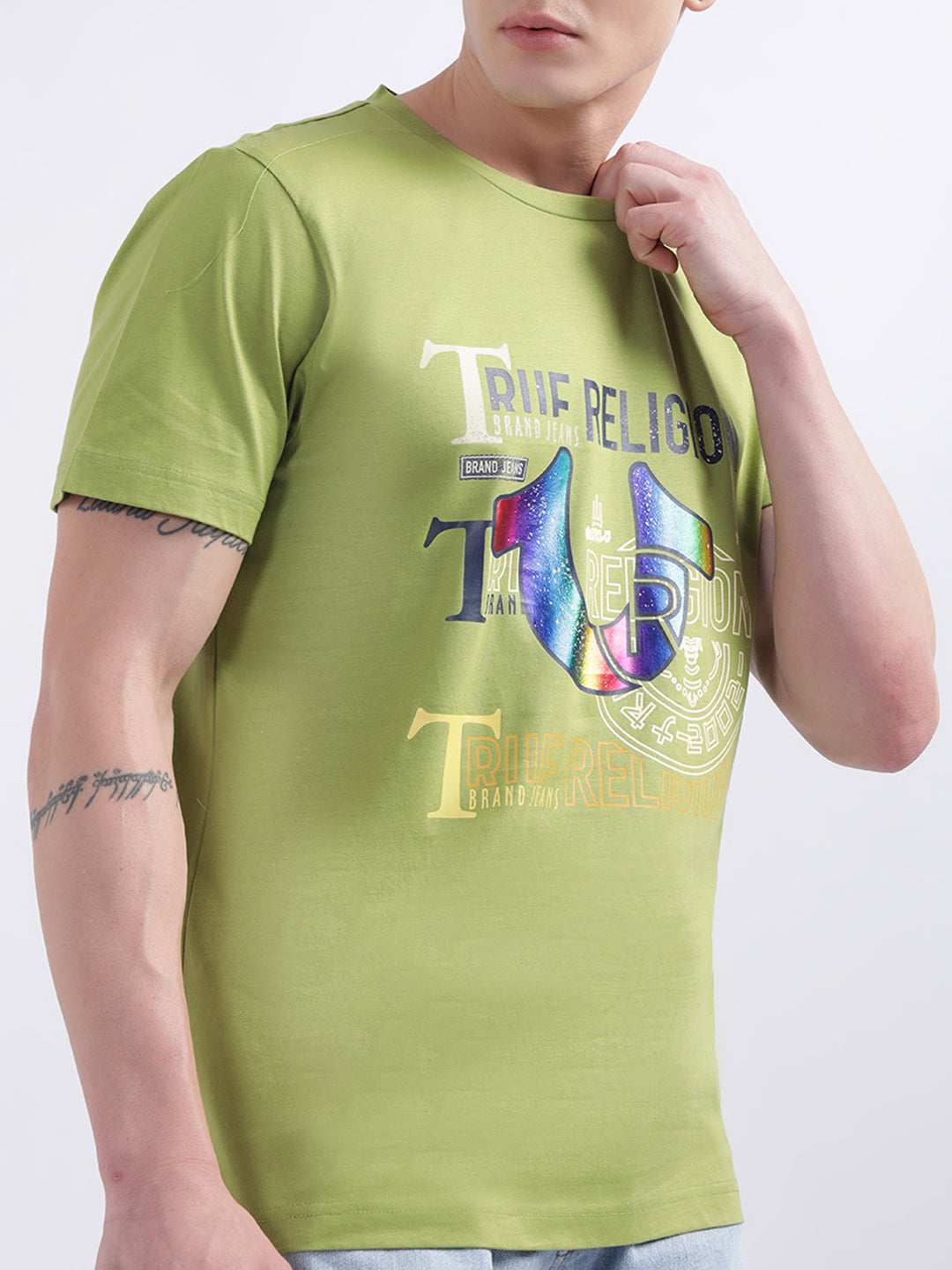 True Religion Green Logo Regular Fit T-Shirt