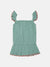 Blue Giraffe Girls Green Embroidered Square Neck Top