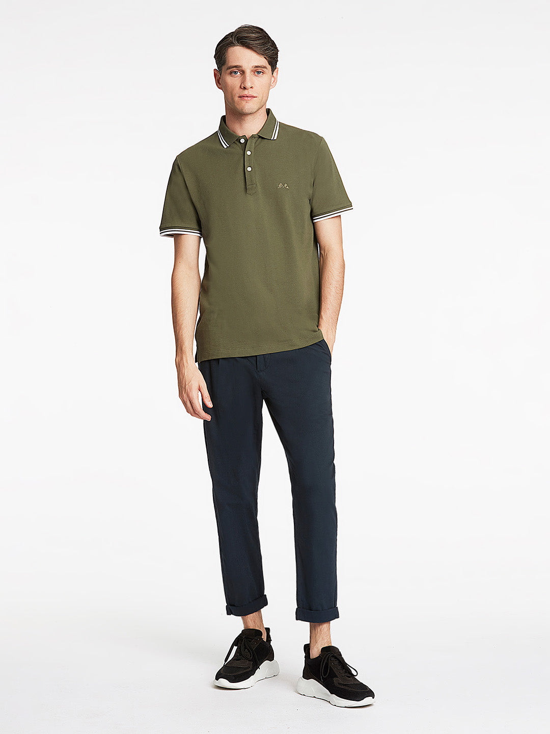 Lindbergh Men Green Solid Polo TShirt