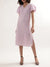 Elle Women Lilac Solid V Neck Dress