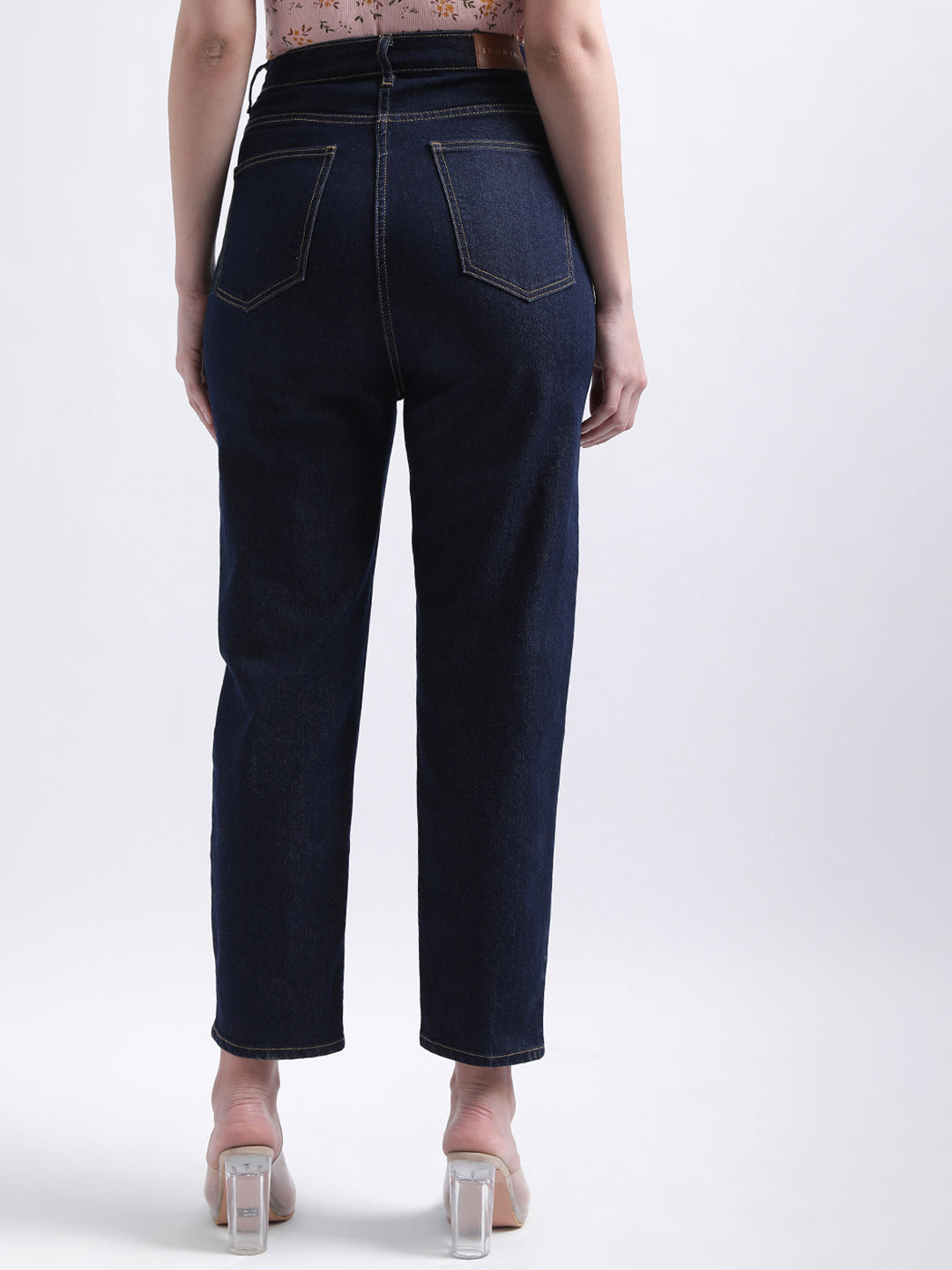 Iconic Women Blue Solid Relaxed Fit Jeans