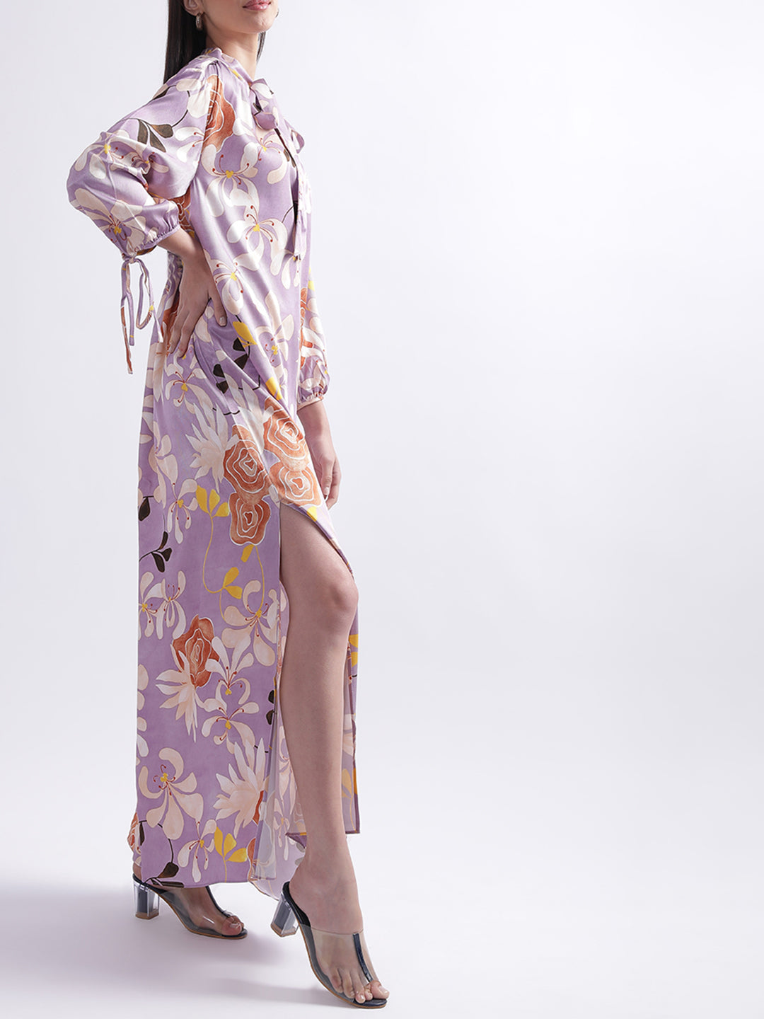 Gant Floral Print Tie-Up Neck Maxi Dress