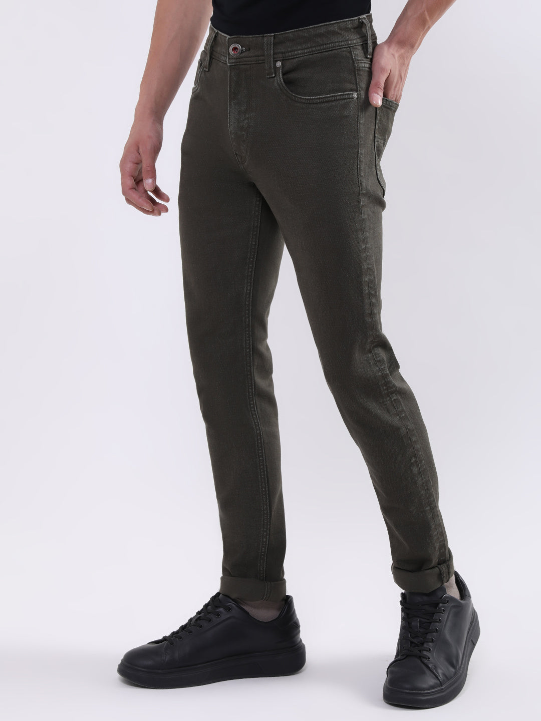 Ultrasoft Slim Yonk Fit Olive Green Jeans - Jeunet