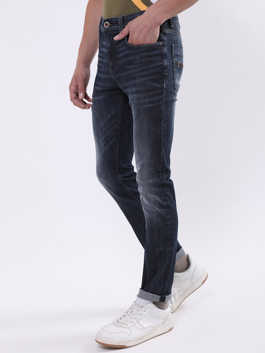 Iconic Men Blue Embroidered Skinny Fit Jeans