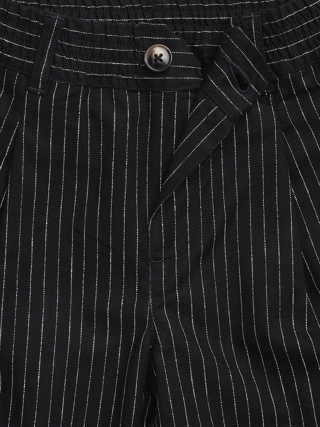 Blue Giraffe Boys Black Striped Regular Fit Trouser