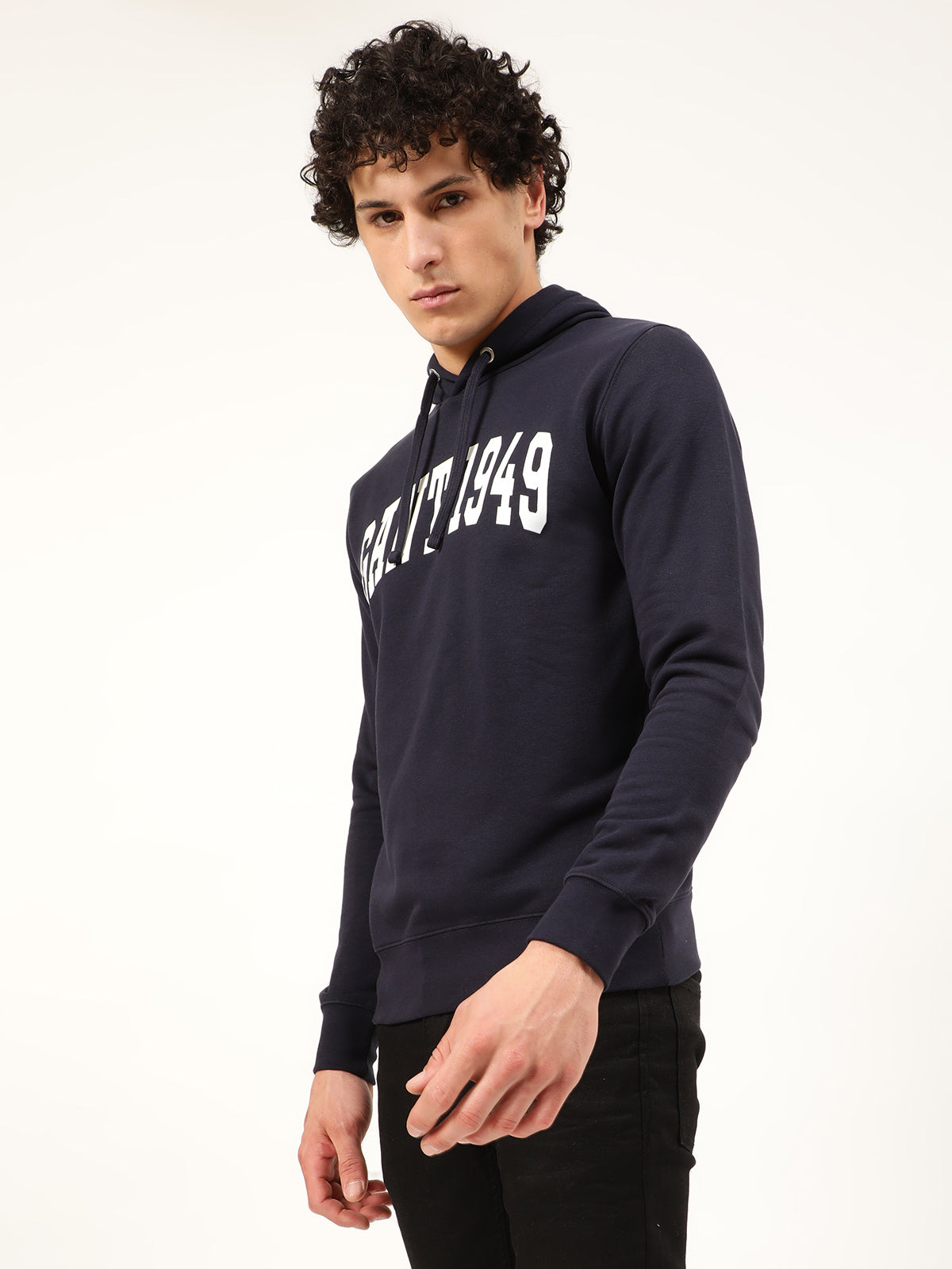 Gant Men Blue Solid Hooded Sweatshirt