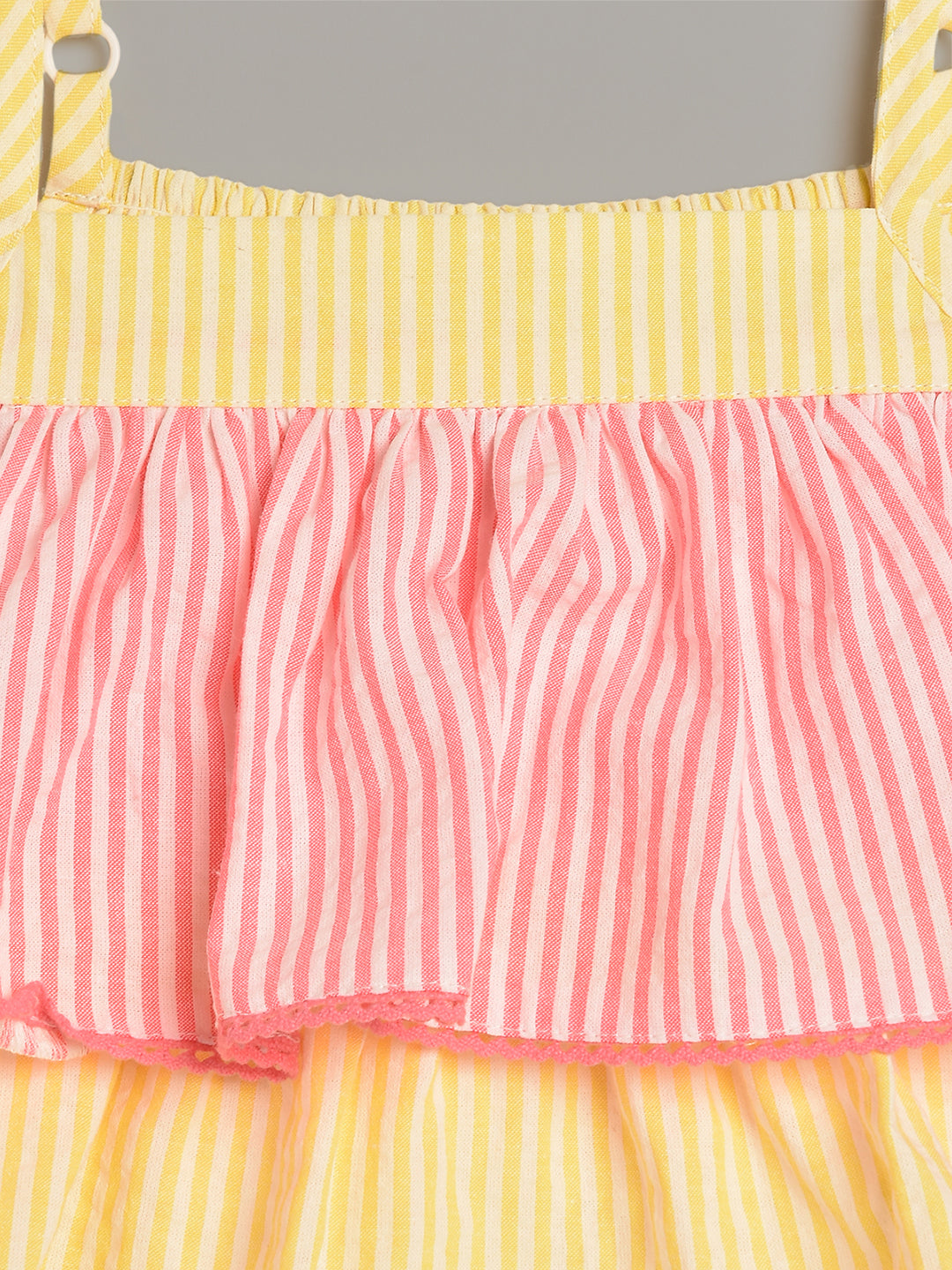 Blue Giraffe Girls Yellow Striped Square Neck Top