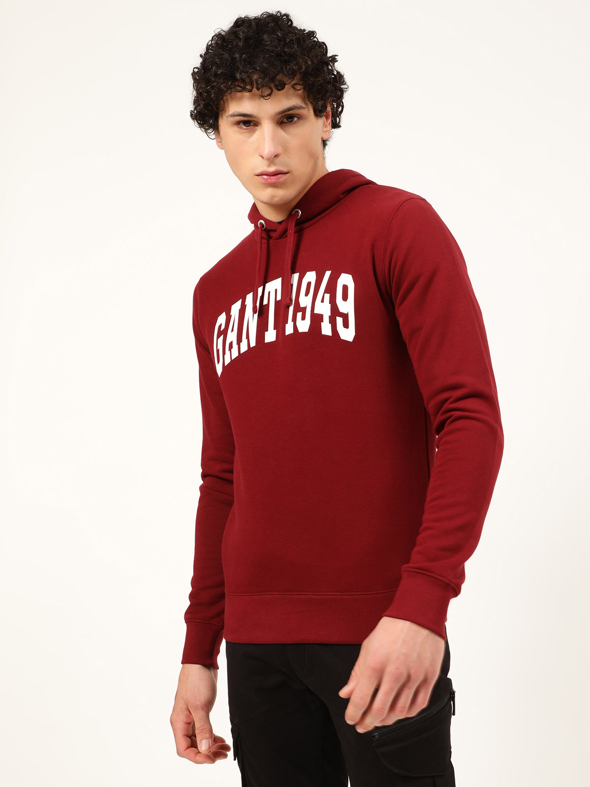 Gant Men Red Solid Hooded Sweatshirt