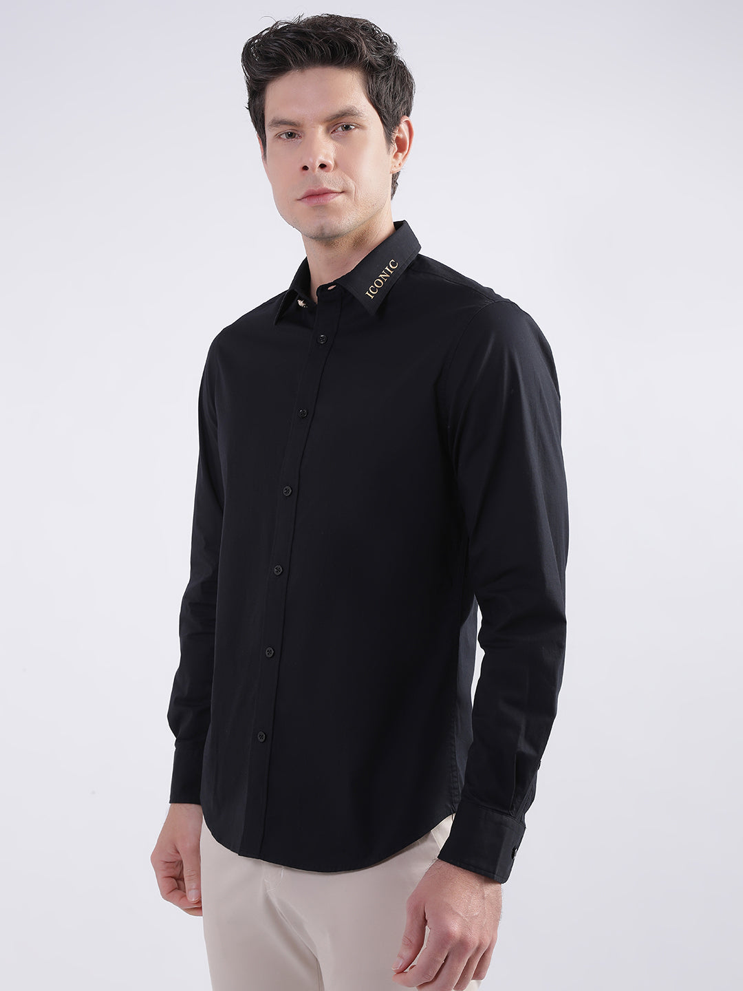 Iconic Black Regular Fit Shirt