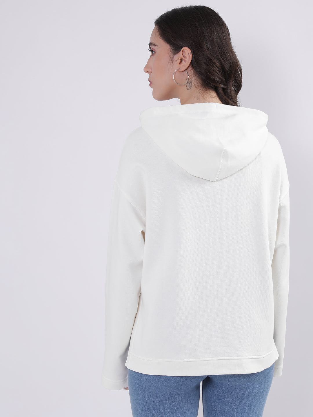 Gant Women White Printed Hooded Sweatshirt