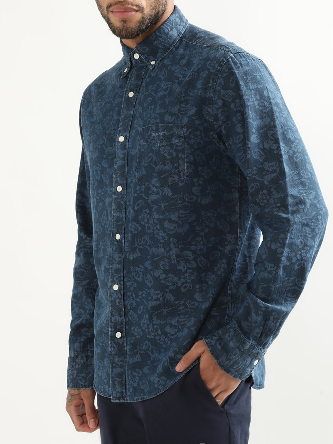 Gant Navy Floral Print Regular Fit Shirt