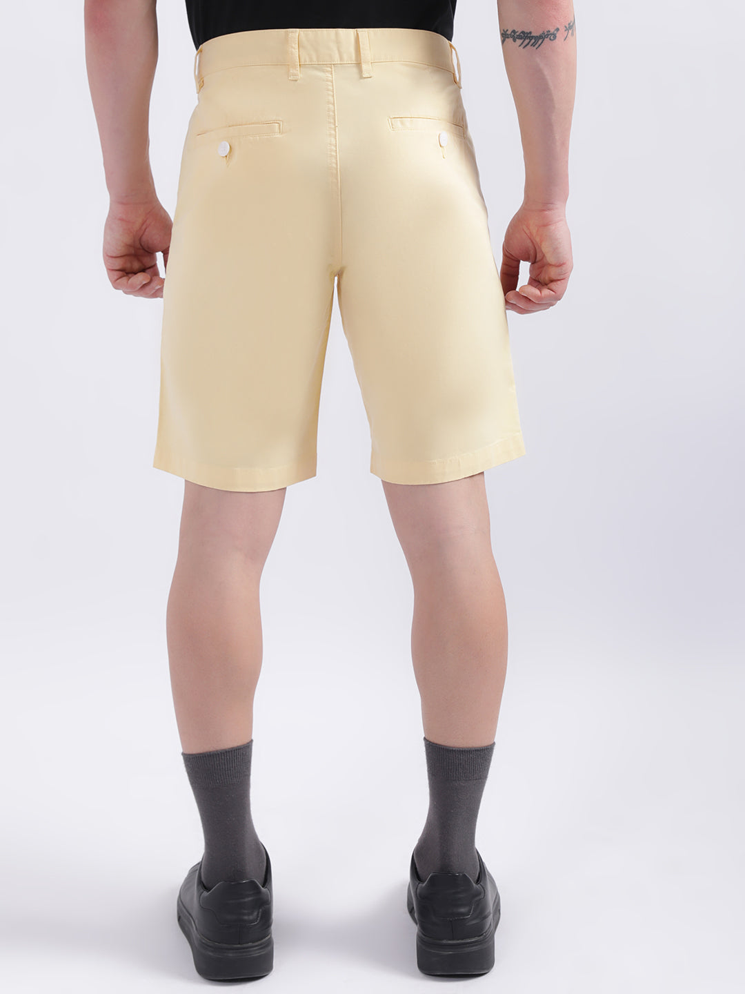 Iconic Men Yellow Solid Regular Fit Shorts