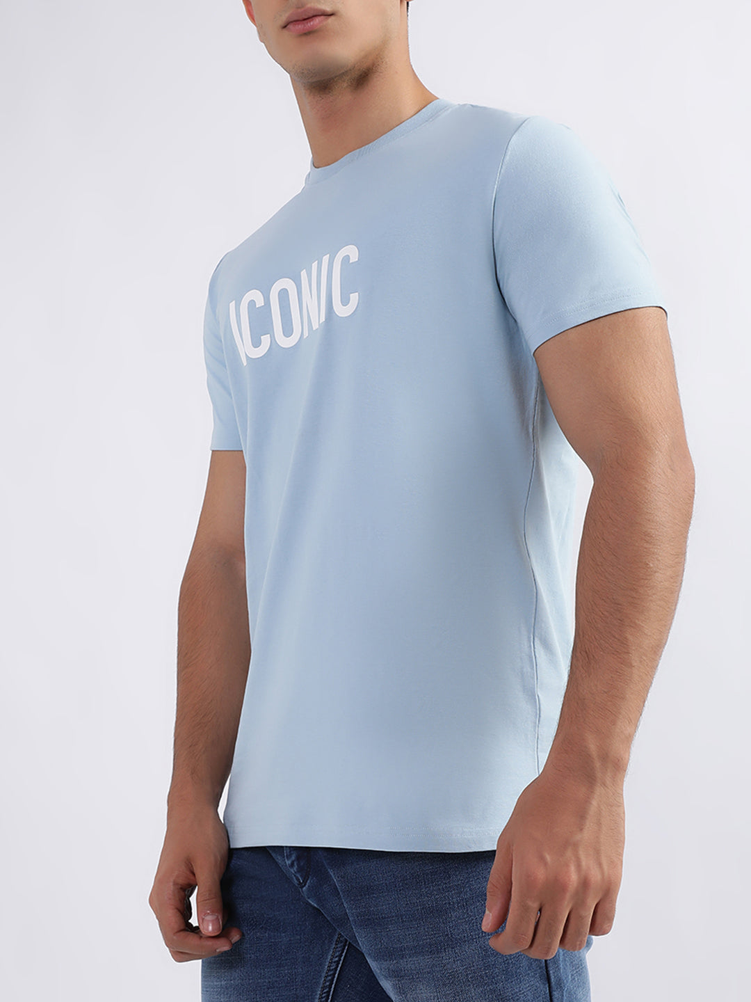 Iconic Sky Blue Logo Regular Fit T-Shirt