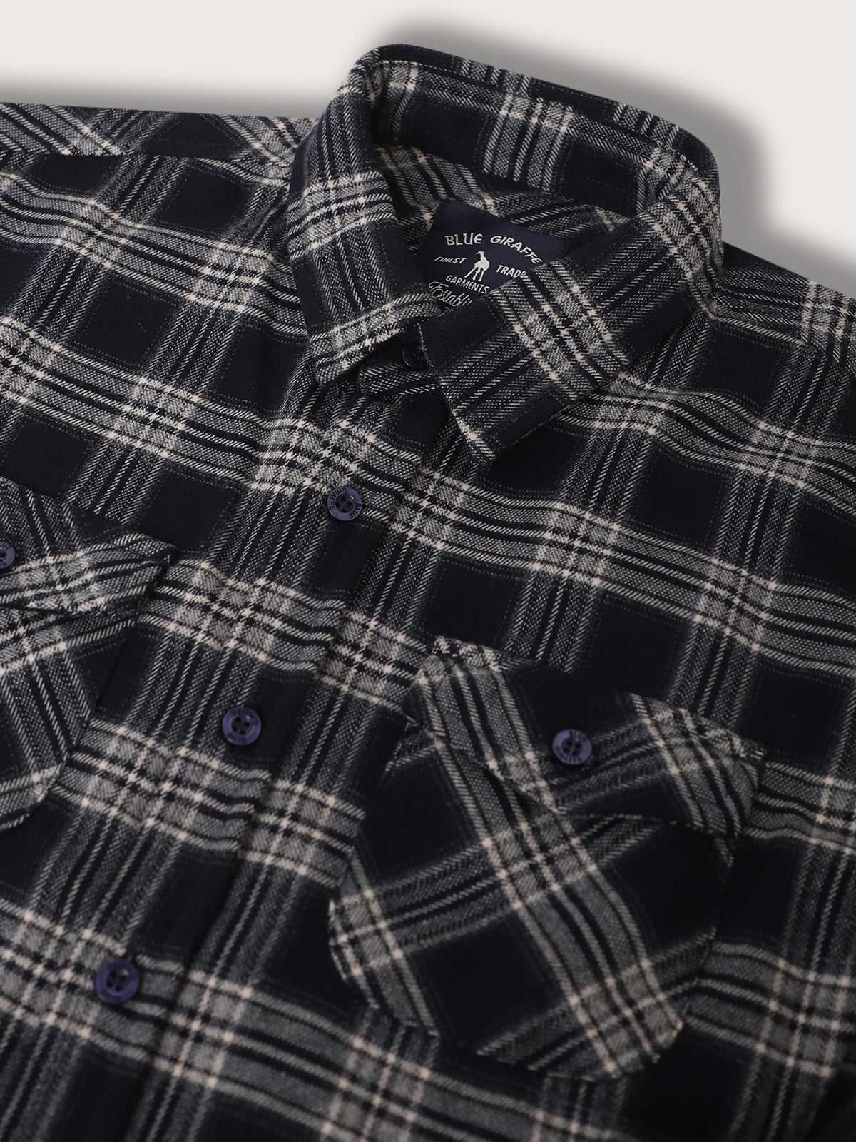 Blue Giraffe Kids Navy Checked Regular Fit Shirt