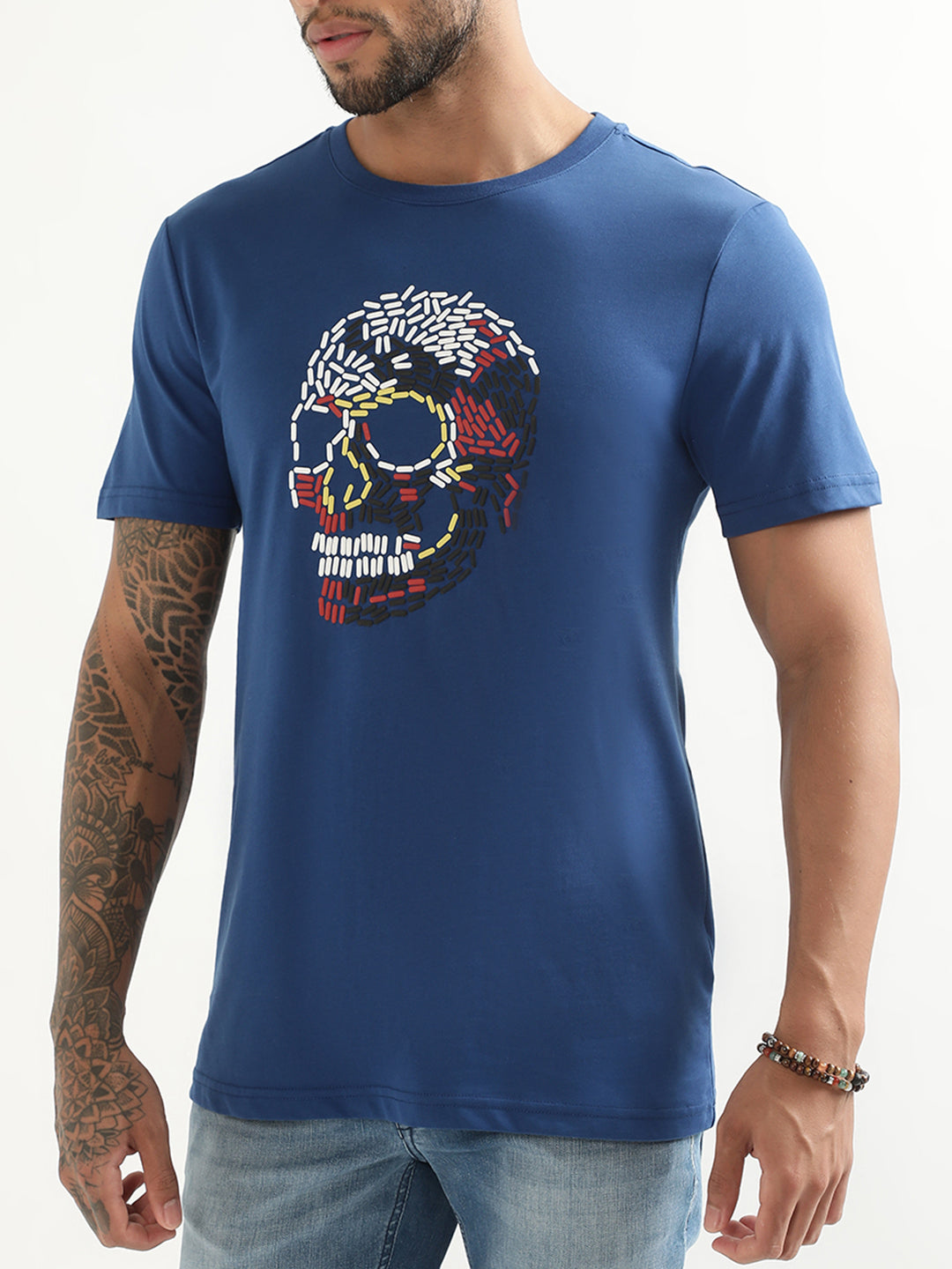 Antony Morato Blue Printed Slim Fit T-Shirt