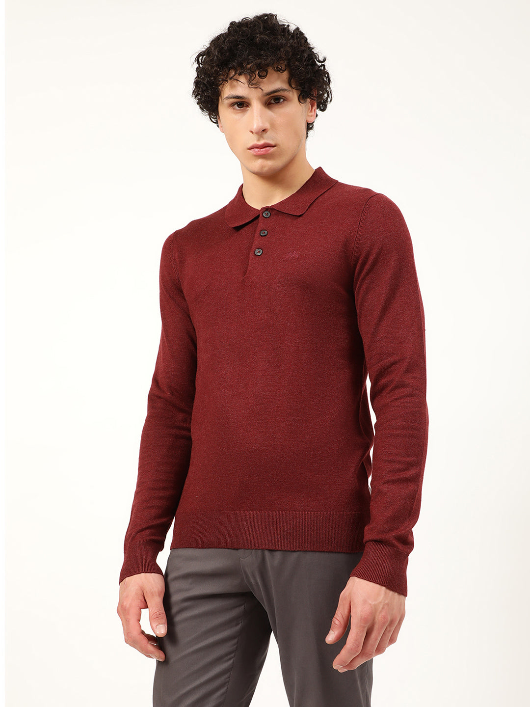 Lindbergh Men Red Solid Round Neck Sweater