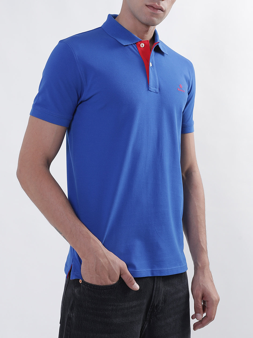 Gant Blue Contrast Pique Slim Fit Polo T-Shirt