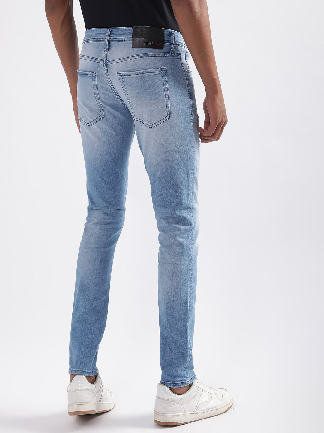 Antony Morato Men Tapered Fit Low Distress Heavy Fade Jeans