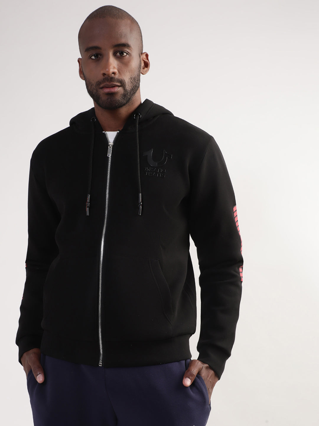 True Religion Men Black Solid Round Neck Sweatshirt