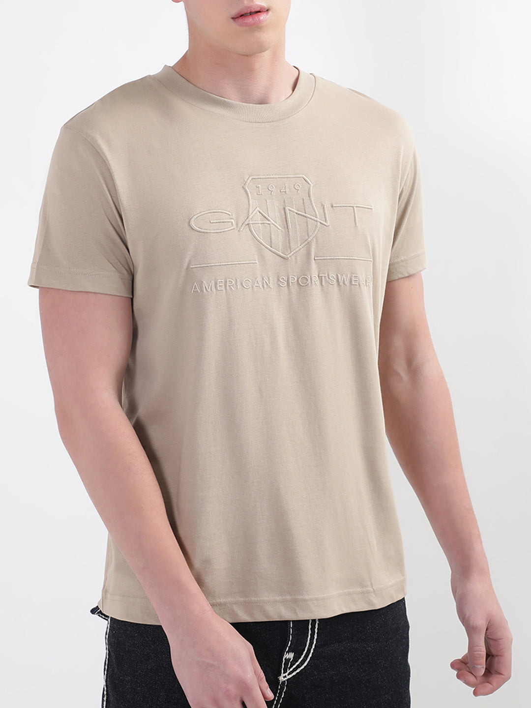 Gant Beige Tonal Archive Shield Logo Regular Fit T-Shirt